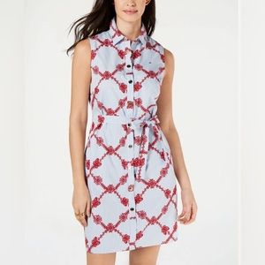 Tommy Hilfiger pin striped button down belted dress size 6